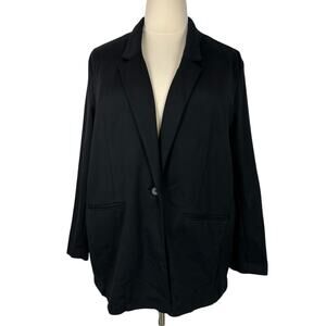 Old Navy Blazer Womens XXL Black Double Weave Classic Office Preppy Minimalist